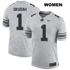 Women's NCAA Ohio State Buckeyes Jeffrey Okudah #1 College Stitched Authentic Nike Gray Football Jersey PK20B44BF